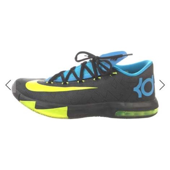 Nike Black and Blue Athletic Shoes with Yellow Accents